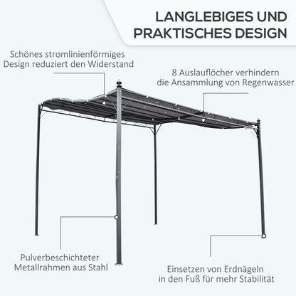 Outsunny Pergola Gartenpavillon Pavillon Überdachung Zelt Metall Grau 297x297cm