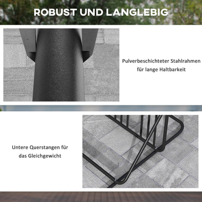 DURHAND Fahrradständer für 4 Fahrräder, wetterbeständig, zusätzliche Halterung, 102 x 92 x 130 cm, Schwarz