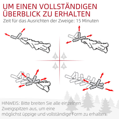 HOMCOM Weihnachtsbaum 180 cm, mit Kunstschnee, flammhemmend, schneller Auf- und Abbau, Metallbasis