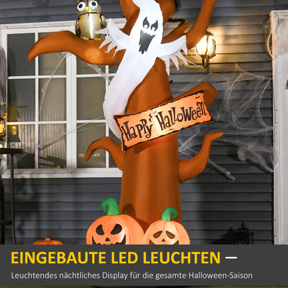HOMCOM Selbstaufblasend Halloweendekoration mit LED-Lichtern, inkl. Gebläse und Befestigungsmaterial, 156cm x 107cm x 274cm