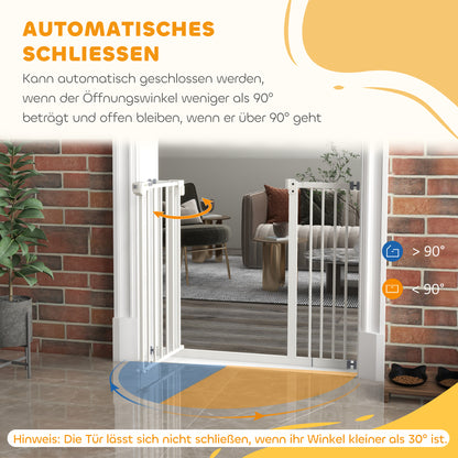 PawHut Türschutzgitter für Hunde, Absperrgitter, Schutzgitter für Haustiere, Metall, Kunststoff, ,74-80/87-94 cm, Weiß