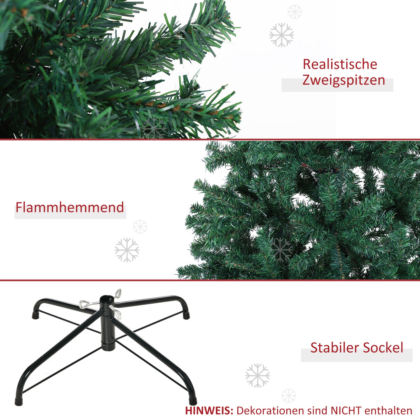 HOMCOM Weihnachtsbaum Christbaum Kunsttanne, 1,2 m, inkl. Ständer, Ø85 cm x 120 cm, Grün