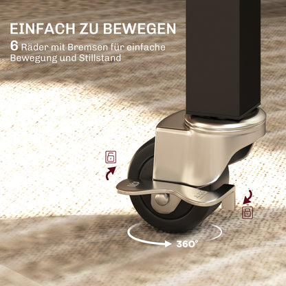 HOMCOM Klappbarer Esstisch, für bis zu 6 Personen geeignet, mit 6 Rollen und Bremsen, für kleine Räume, Braun