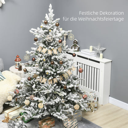 HOMCOM Weihnachtsbaum, Kunsttanne, 1,80m groß, üppige Form, realistisches Aussehen, schneebedeckte Zweige, Tannenzapfen