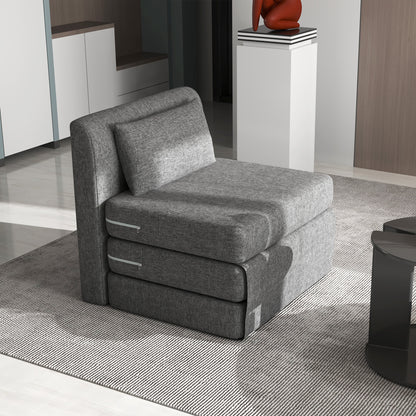 HOMCOM Schlafsessel, Gästematratze, 3-fach faltbar, kompakt, Metallrahmen, 80x75x74 cm, Grau