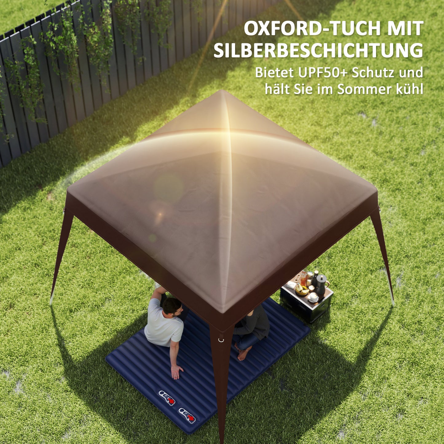 Outsunny Pavillon-Ersatzdach, Ersatzplane für 3 x 3 m Gartenpavillon, Gartenzeltdach-Ersatz, UPF50+, Oxford-Stoff, Kaffee