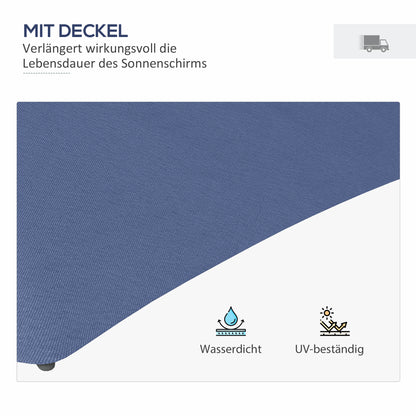 Outsunny Gartenschirm, Ampelschirm, LED, Solarmodul, wetterfest, inkl. Schutzhülle, Ø290 x 260 cm, Dunkelblau