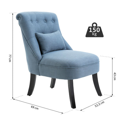 HOMCOM Sessel Wohnzimmer Relaxsessel Loungesessel Ruhesessel mit Rückenkissen, Holzbeine, Lesesessel mit Leinenoptik, Polstersessel für Schlafzimmer, Blau
