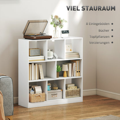 HOMCOM Bücherregal Regal Standregal, 8 Regalfächer, 97,5 x 30 x 100 cm, Weiß