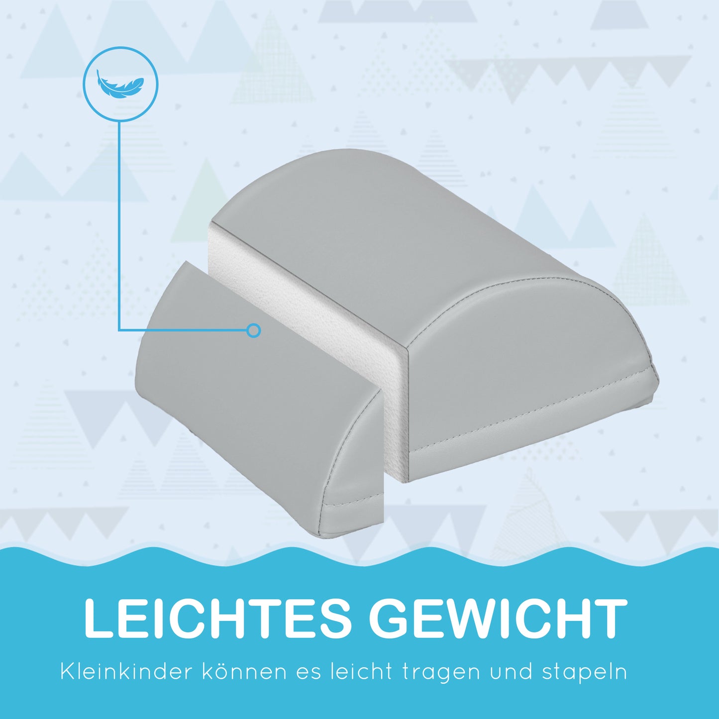 HOMCOM 11-tlg. Softbausteinset, Schaumstoffbausteine zum Toben und Klettern, für Kinder, 1-3 Jahre, Kunstlederbezug, Bunt