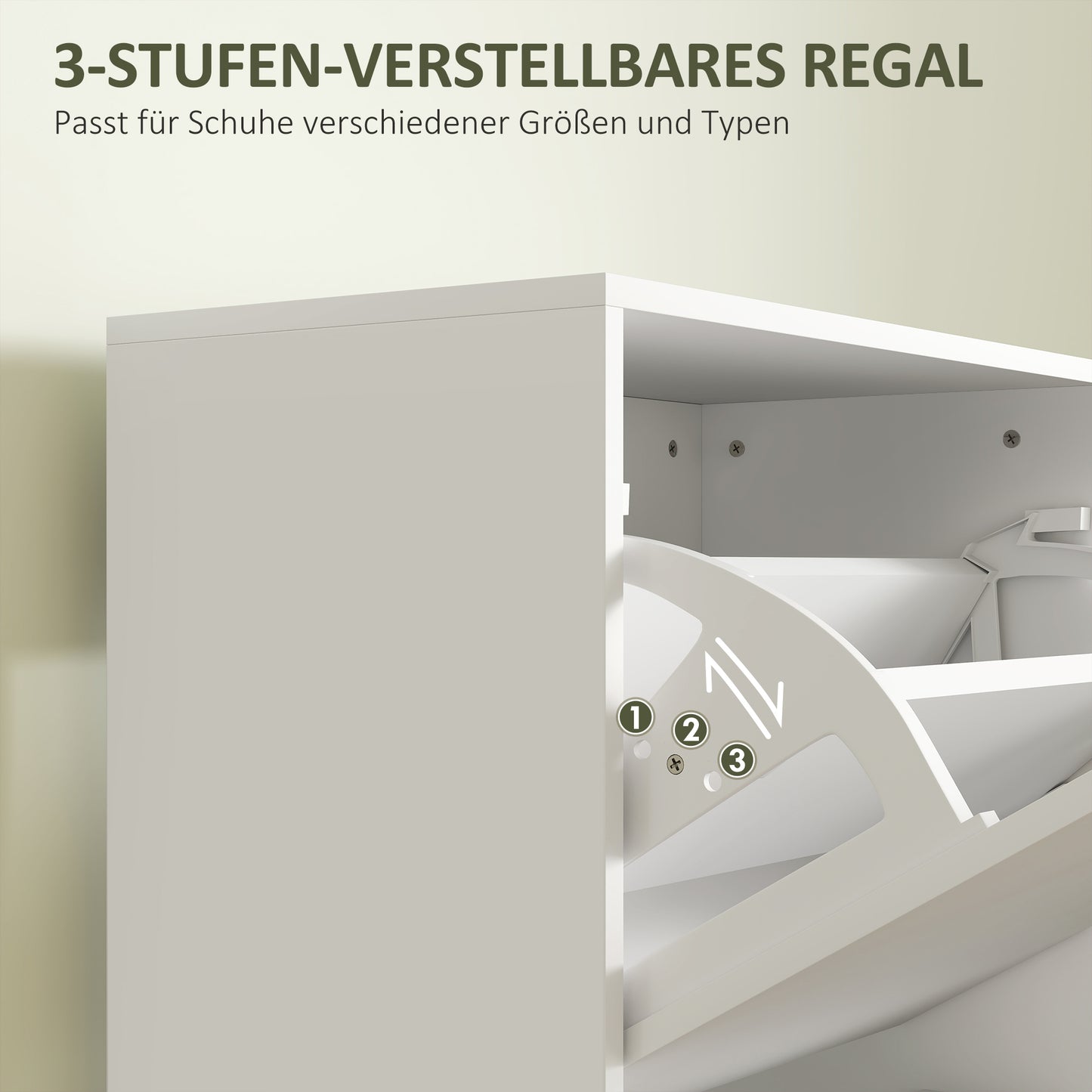 HOMCOM Schuhschrank, 3 Schubladen, für bis zu 12 Paar Schuhe, Spanplatte, Weiß