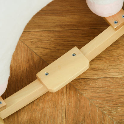 HOMCOM 2-IN-1 Schaukelpferd mit Räder Plüsch Schaukeltier Babyschaukel Spielzeug Weiß 63 x 38 x 63 cm