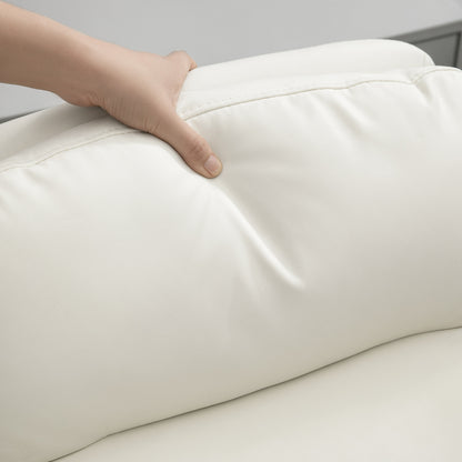 HOMCOM Höhenverstellbarer Schreibtischstuhl mit weichem Kissen und Kunstleder-Bezug, flexiblen Rädern und Kippfunktion, Weiß