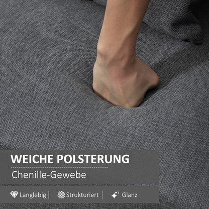 HOMCOM Sofa 2 Sitzer Couch mit 2 Wurfkissen, Kleine Loveseat mit Samtopik Modern Polstersofa für Wohnzimmer, Schlafzimmer, kleinen Raum, Grau 130 x 70 x 80 cm