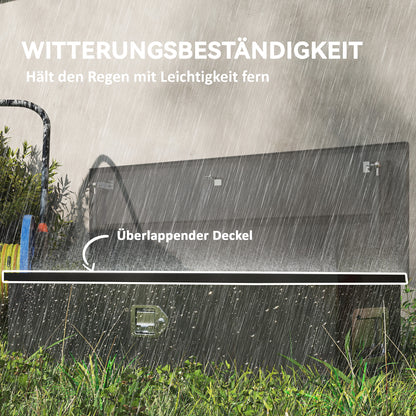 HOMCOM Stabile Aufbewahrungskiste aus Aluminium mit Seitengriffen, Schloss und Schlüsseln, Werkzeugkasten, 99 x 33 x 25,4 cm