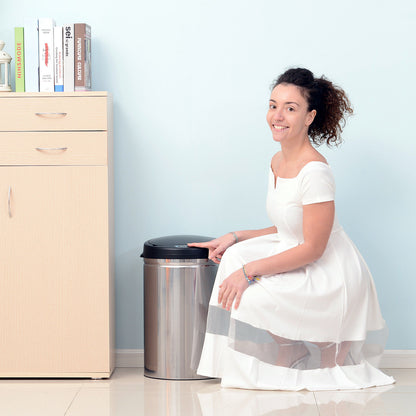 HOMCOM Sensor Mülleimer 30L Automatischer Mülleimer mit Soft-Close-Deckel, Bewegungssensor, Wasserdichter Abfalleimer Müllbehälter Abfallbehälter für Büro, Schlafzimmer, Küchen Schwarz+Silber