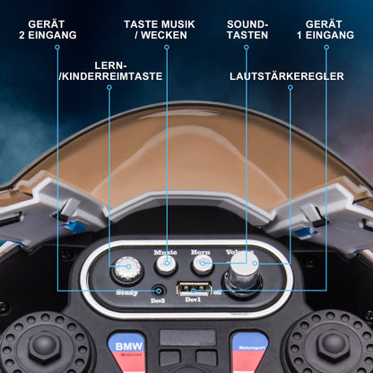 HOMCOM Kindermotorrad, Elektromotorrad, Scheinwerfer, 3 Musikmodi, für Kinder 1,5-5 Jahre, Blau, 82,5 x 42 x 54cm