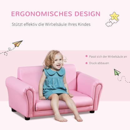 HOMCOM Kindersessel mit Fußhocker, Kindercouch mit Hocker, Kindersofa, Sofa Sessel, Rosa 83 x 42 x 41 cm