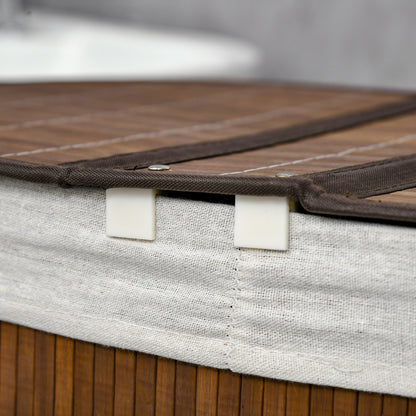 HOMCOM Wäschekorb Wäschesammler, 100L Fassungsvermögen, abnehmbarer Deckel, 38 cm x 38 cm x 57 cm, Braun