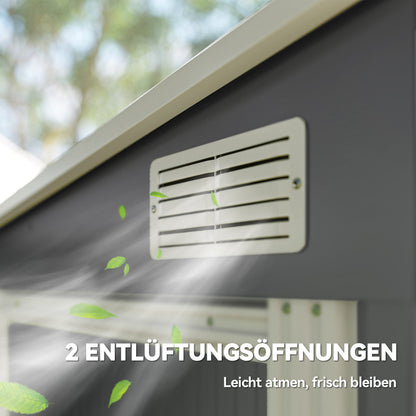 Outsunny Metall Gerätehaus 2,81m² 154x206,5x181 cm Geräteschuppen mit Pultdach Fundament