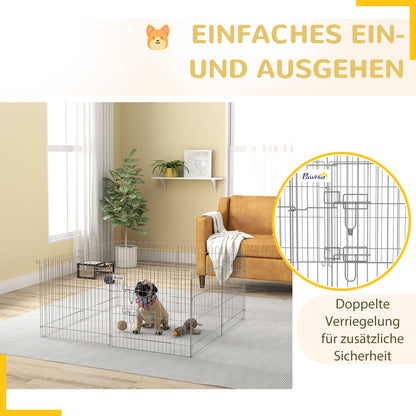 PawHut Freilaufgehege Welpenauslauf Welpenzaun Laufstall Welpengitter für Tiere 8-teilig B63 x H60 cm
