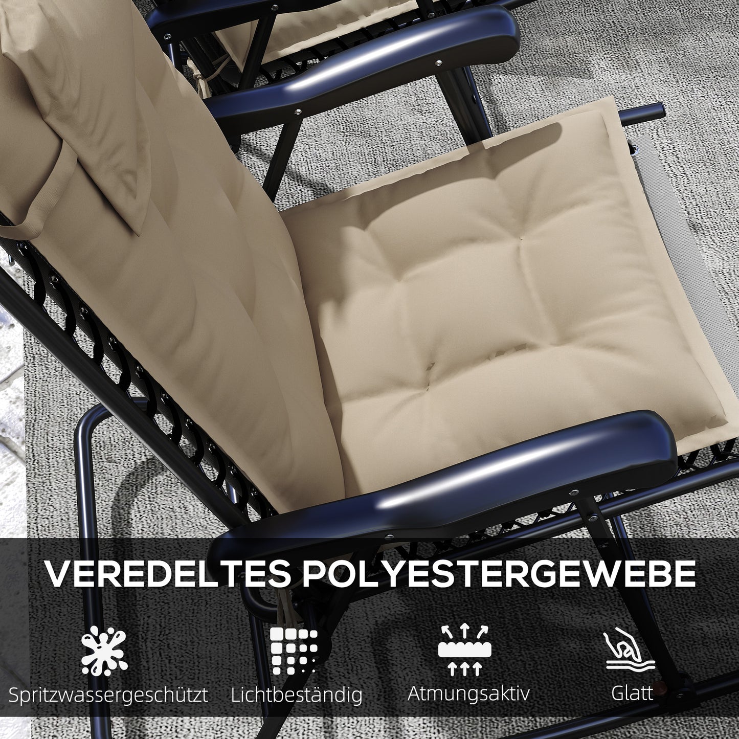 Outsunny 2er Set Auflage für Sonnenliege Wasserabweisend Liegenauflage für Gartenliege Polsterauflage 50x116x5 cm, Beige