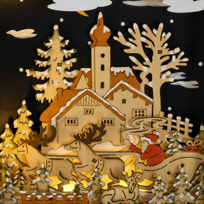 HOMCOM Adventskalender zum Befüllen 24 Schubladen Fächer Weihnachtskalender mit LED-Lichtern Naturholz 36 x 9 x 52 cm