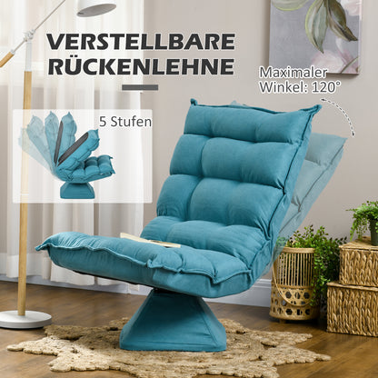 HOMCOM Relaxsessel Lesesessel, drehbar, Samtoptik, 62 cm x 70 cm x 95 cm, Blau