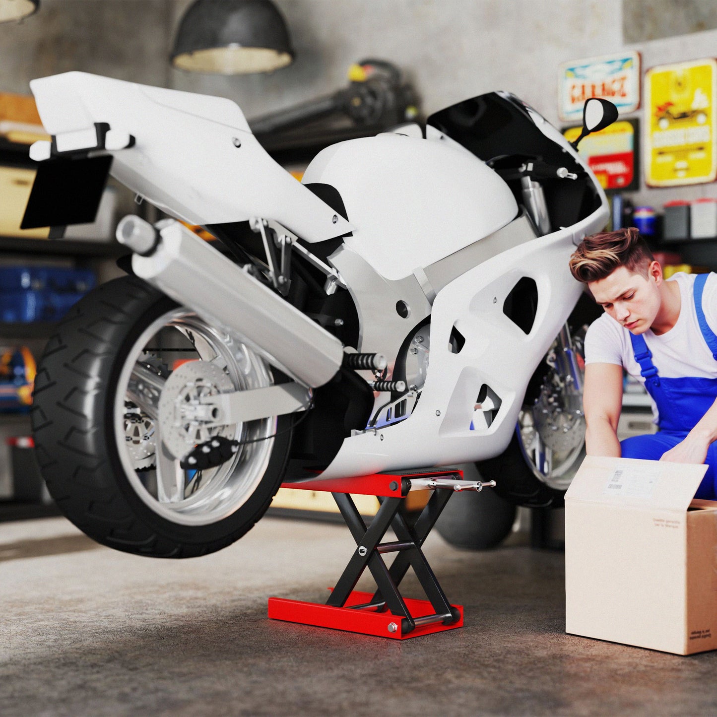 DURHAND Motorradheber 500 kg Belastbar Motorradhebebühne 100-370 mm Höhenverstellbar