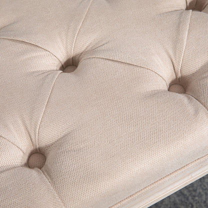 HOMCOM Sitzbank Vintagedesign Vintagebank, Knopfheftung, gedrechselte Beine, Shabby Chic, Creme