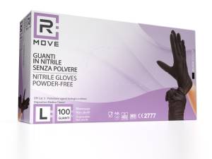 RMove 1Conf. da 100pz Tg. L - Guanti Nitrile Nero uso Medico Senza Polvere