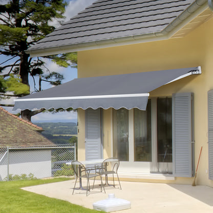 Outsunny Gelenkarmmarkise Verstellbare Klemmmarkise Terrassenmarkise 3,95 x 3m Sonnenskydd mit Kurbel, Balkonmarkise, Grau