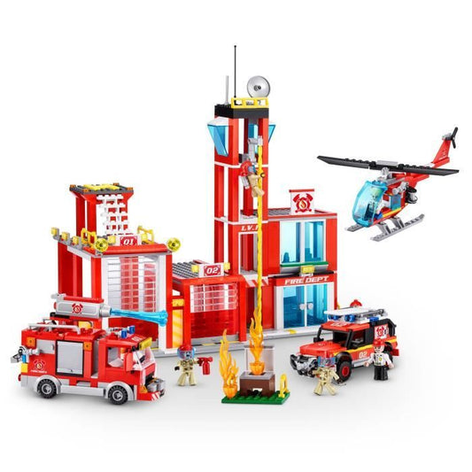 Construction Set - ZURU - Fire Station Large (976 pieces) - Create a fire station with vehicles and accessories