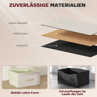 HOMCOM Schlafzimmer-Kommode mit 8 Stoffschubladen, Stahlstreben, Holzoberfläche, 4 Aufbewahrungstaschen, 2 Haken, Beige