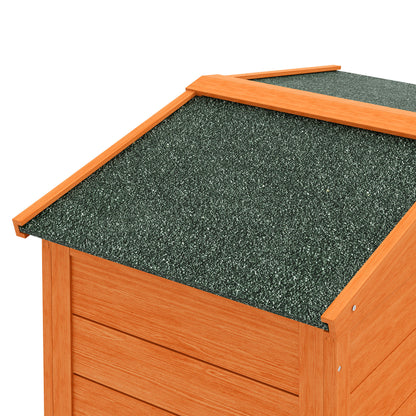 PawHut Kleintierstall, Kleintierkäfig, Outdoor-Kaninchenstall, Freilaufgehege, winterfest, Massivholz, 150 x 45 x 85 cm, Orange