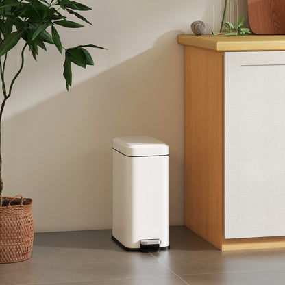 HOMCOM Mülleimer aus Metall, Abfalleimer, 5 L Fassungsvermögen, mit Fußpedal, mit Inneneimer, Weiß