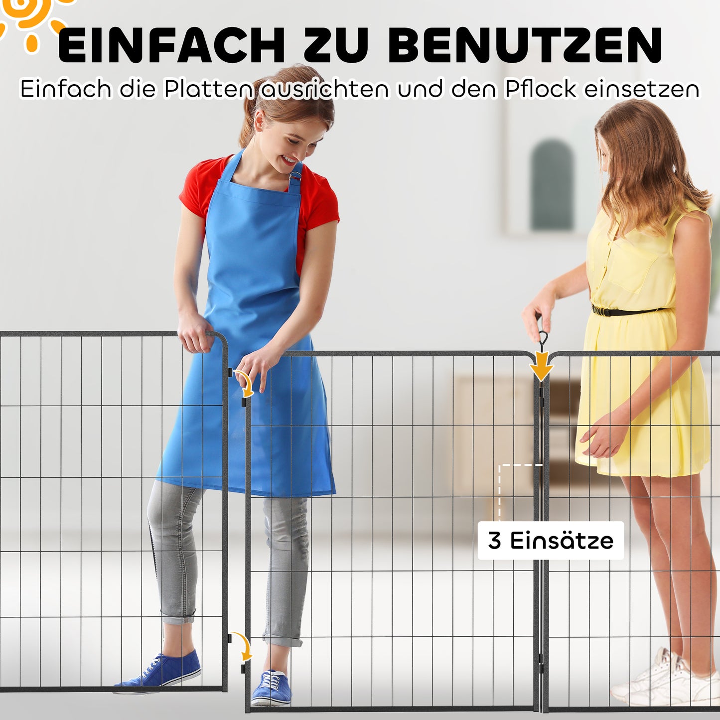 PawHut 2er-Set Erweiterung für Welpengehege, Hundezaun-Paneele, Haustierspielplatz, Welpenzaun aus Stahl, Grau