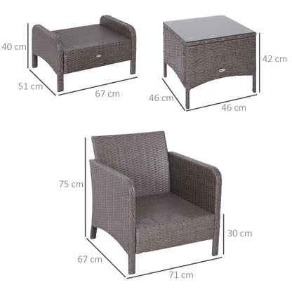 Outsunny 5-tlg. Polyrattan Gartenmöbel Sitzgruppe Gartenset Sofagarnitur Garnitur Lounge mit Kissen Dunkelgrau 2 x Sessel 1 x Couchtisch 2 x Hocker