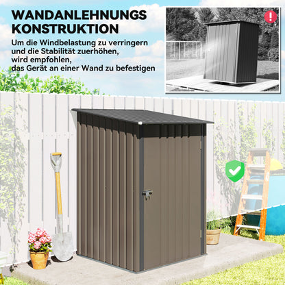 Outsunny Geräteschuppen aus Stahl 100 x 103 x 160 cm Braun