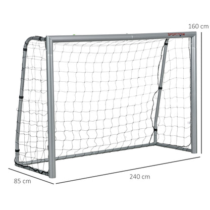 SPORTNOW Fußballtor wetterfest, stabiles Metallgestell, reißfestes Netz, 160H x 240L x 85B cm, Grau
