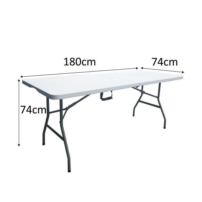 Folding table - 180 cm - 8 people - plastic