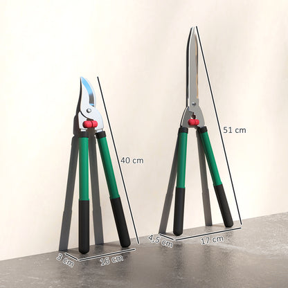 Outsunny Gartenschere Set 2-teilig Messerlänge 40 cm Astschere mit antihaftbeschichtete Metallklingen