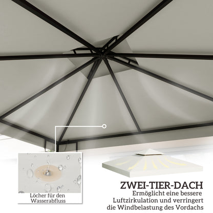 Outsunny Ersatzdach für Pavillon 3x3m wasserabweisend Pavillondach für Metallpavillon Pavillon Ersatzdach Gartenpavillon Partyzelt Gartenzelt Polyester Cremeweiß
