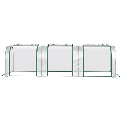 Outsunny Foliengewächshaus, drei aufrollbare Türen, Stahlrahmen, transparent, 295 x 100 x 80 cm
