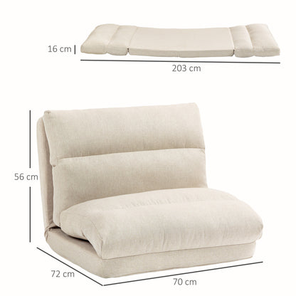 HOMCOM Sitzsack mit Bettfunktion, neigbare Lehne, klappbar, bis 120kg, 70 x 72 x 56 cm, Beige