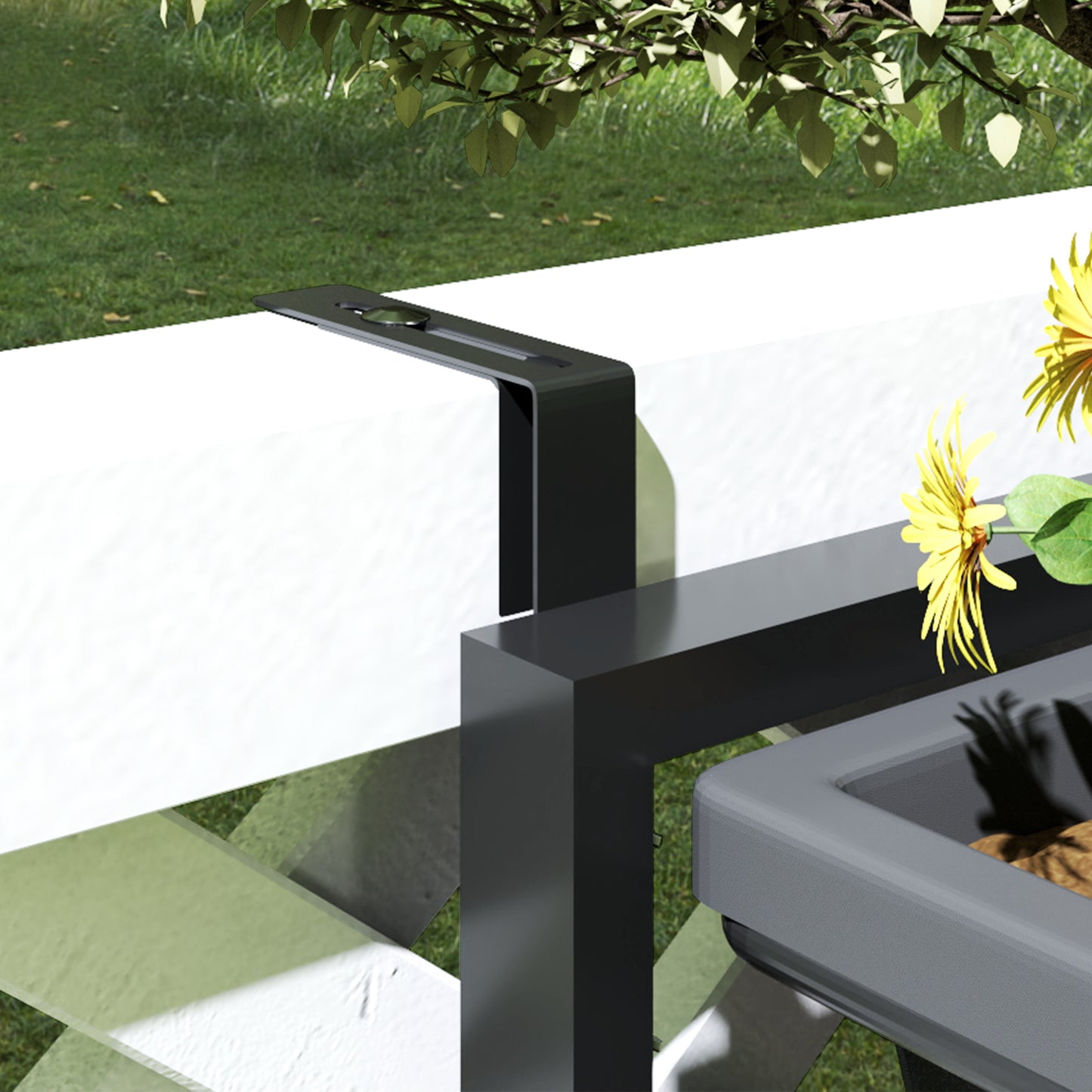 Outsunny er Set Blumentopf Pflanzkübel mit Löcher, 56x42 cm Pflanztöpfe, eckig Pflanztopf, Kunststoff Dunkelgrau