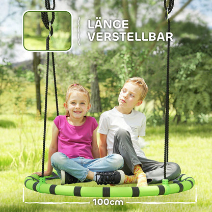 AIYAPLAY Kinderschaukel, 150 kg belastbar, Ø100 x 180H cm, Metall, Schaumstoff, Schwarz