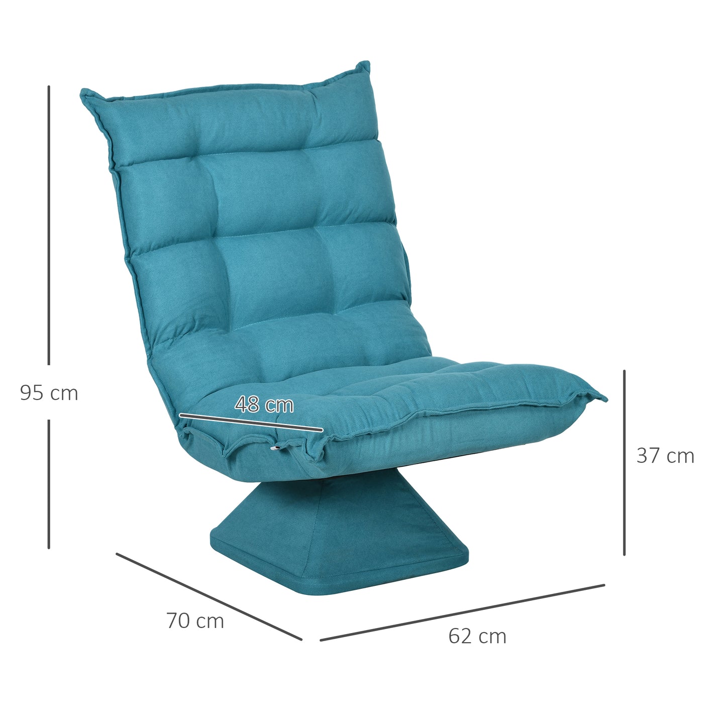 HOMCOM Relaxsessel Lesesessel, drehbar, Samtoptik, 62 cm x 70 cm x 95 cm, Blau