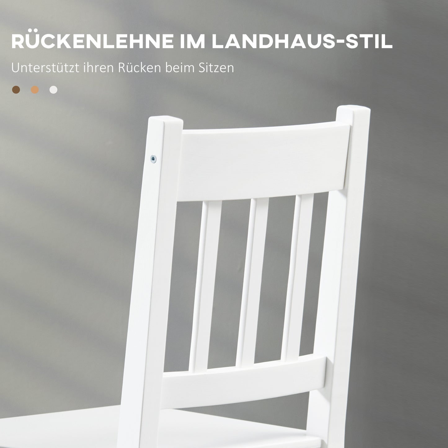 HOMCOM 2er-Set Esszimmerstühle Küchenstühle Stühle, Massivholz, 41 cm x 46,5 cm x 85,5 cm, Weiß