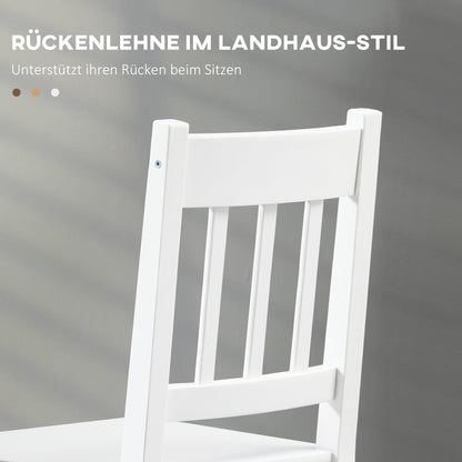 HOMCOM 2er-Set Esszimmerstühle Küchenstühle Stühle, Massivholz, 41 cm x 46,5 cm x 85,5 cm, Weiß